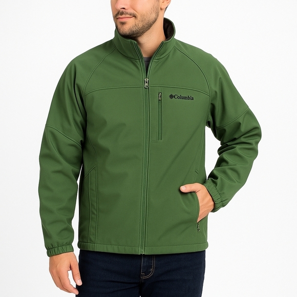 Columbia Omni-Shield Green Softshell Jacket Men’s Medium Outdoor Hiking Wind - Picture 1 of 11